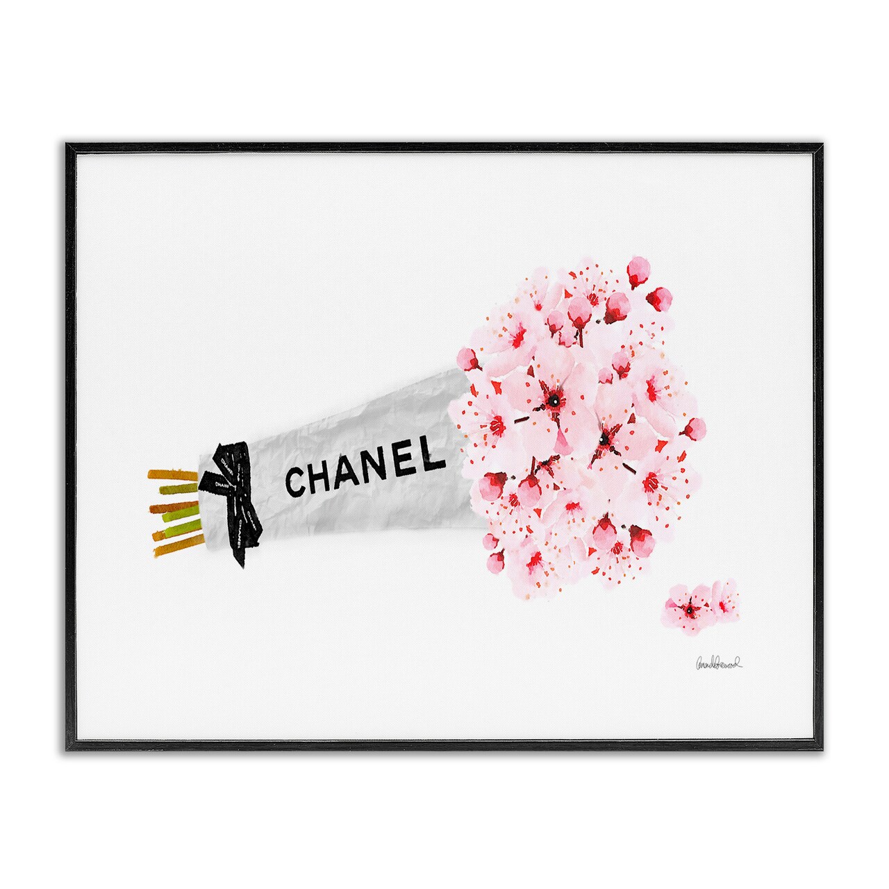 Stupell Industries Fashion Wrapped Cherry Blossoms Framed Giclee Art